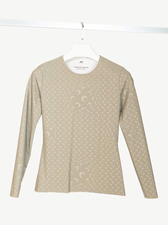 Marine Serre Tops - Marine Serre White Line FW20 Taupe Reflective Moon-Print Top